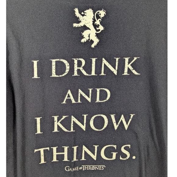 Game of Thrones I Drink and I Know Things T-Shirt Men’s M Black HBO Graphic Tee - Picture 5 of 5